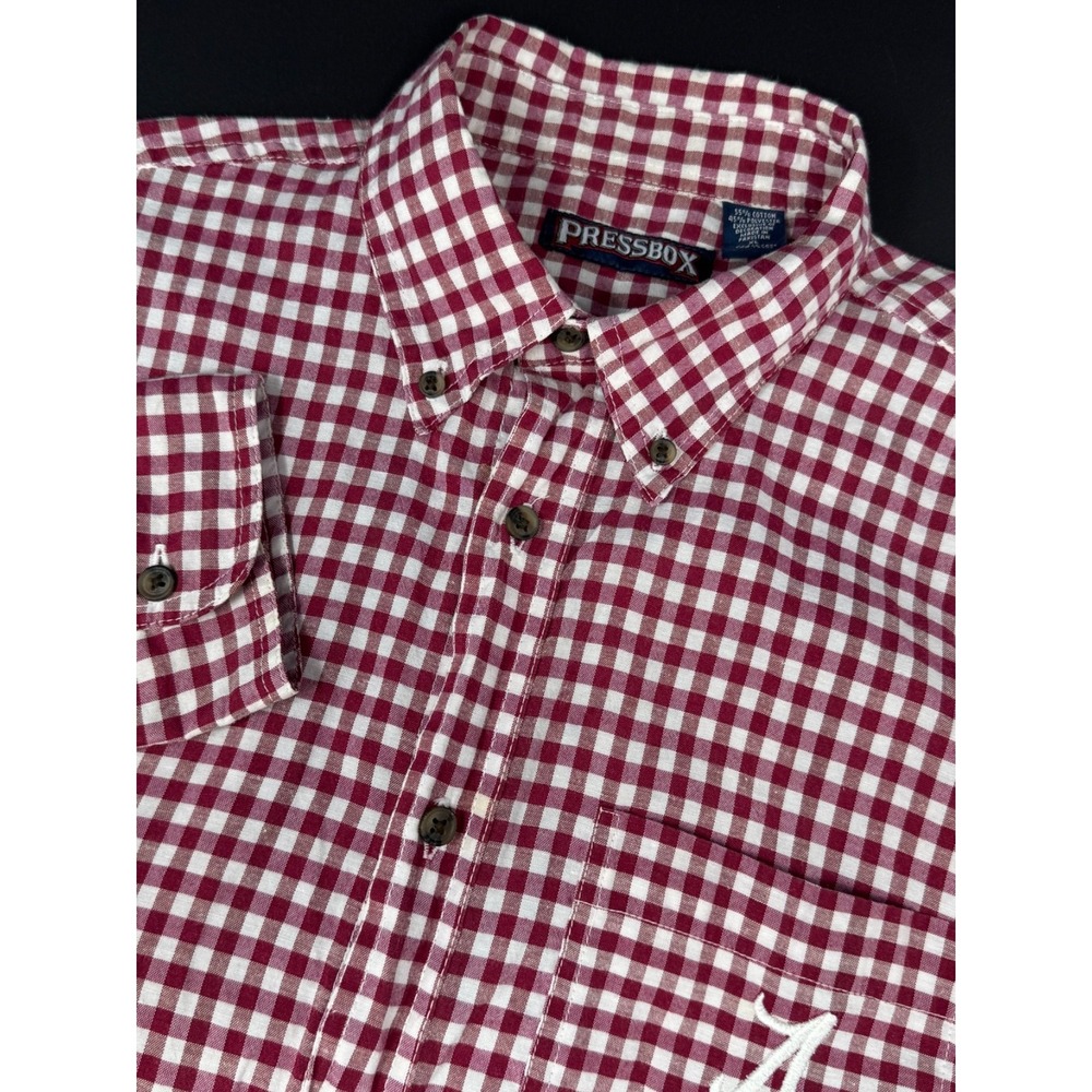 Pressbox University of Alabama Gingham Check Button Down Embroidered Sz XL G1